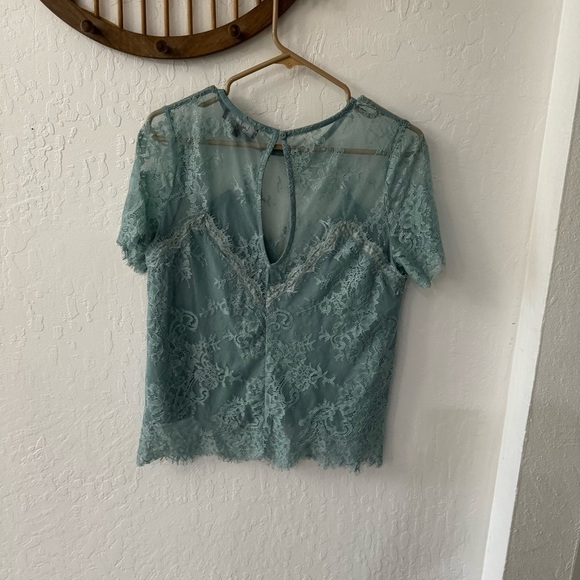 Lulus Pure Genius Sheer Sage Green Lace Top S - Picture 6 of 9